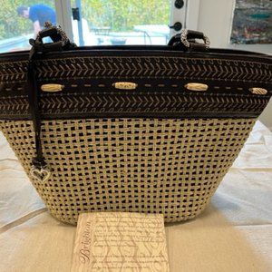 Brighton leather and woven bag
